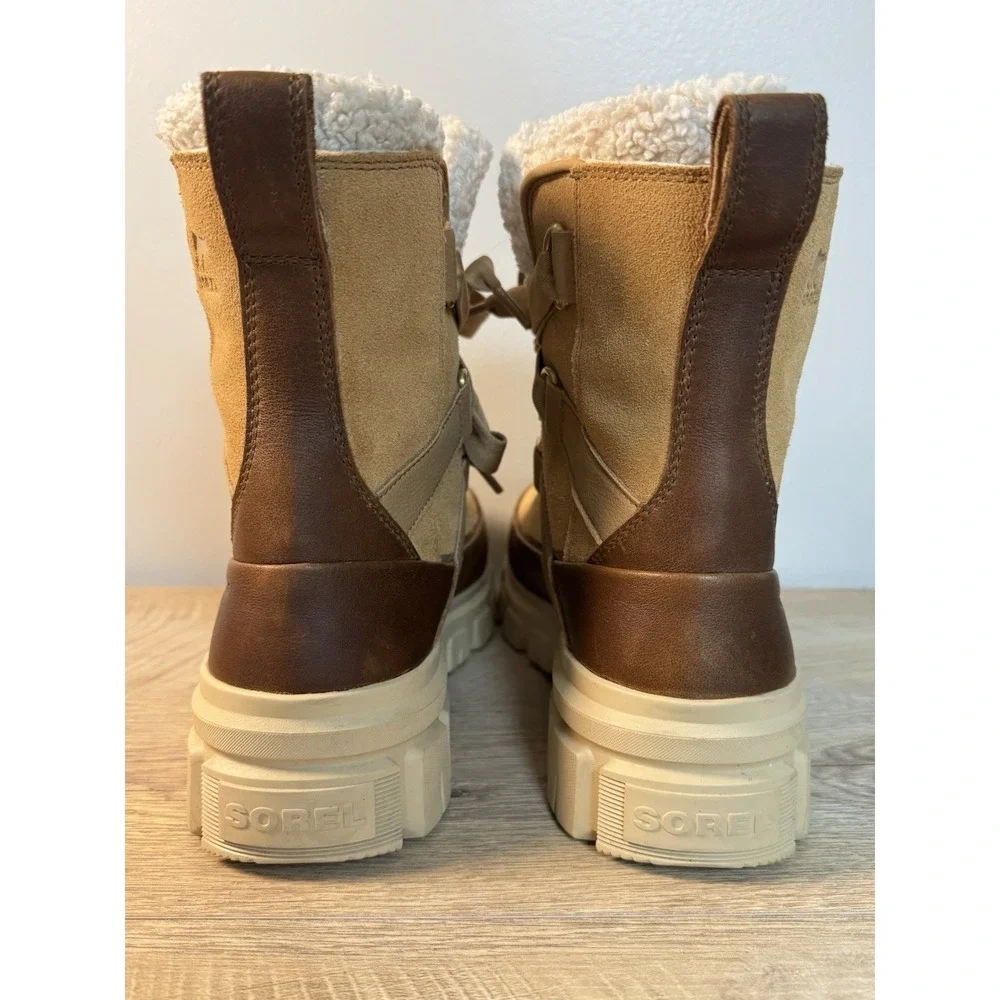 SOREL Tivoli V Resort Waterproof Women's Boots Velvet Tan 10.5 Chunky Heel Fur